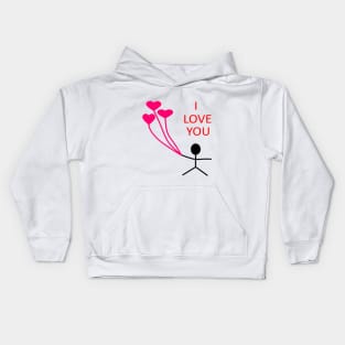 I Love You Heart Balloons Kids Hoodie